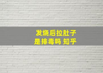 发烧后拉肚子是排毒吗 知乎